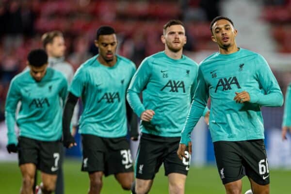 GIRONA, SPAIN - Tuesday, December 10, 2024: Liverpool's Trent Alexander-Arnold during the pre-match warm-up before the UEFA Champions League Matchday 6 game between Girona FC and Liverpool FC at the Estadi Montilivi. (Photo by David Rawcliffe/Propaganda)