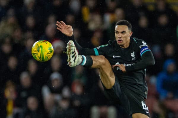 SOUTHAMPTON, ENGLAND - Tuesday, December 17, 2024: Liverpool's Trent Alexander-Arnold during the Football League Cup Quarter-Final match between Southampton FC and Liverpool FC at St Mary's Stadium. (Photo by David Rawcliffe/Propaganda)