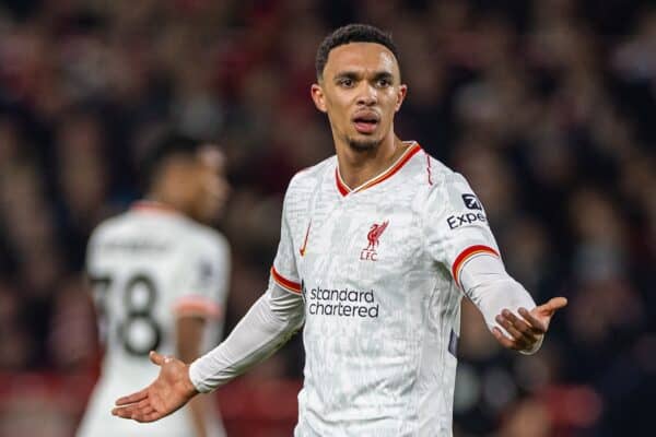 NOTTINGHAM, ENGLAND - Tuesday, December 14, 2025: Liverpool's Trent Alexander-Arnold during the FA Premier League match between Nottingham Forest FC and Liverpool FC at the City Ground. (Photo by David Rawcliffe/Propaganda)