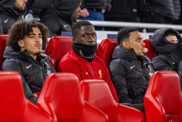 LIVERPOOL, ENGLAND - Tuesday, January 21, 2025: Liverpool's Ibrahima Konaté before the UEFA Champions League game between Liverpool FC and Lille OSC at Anfield. (Photo by David Rawcliffe/Propaganda)