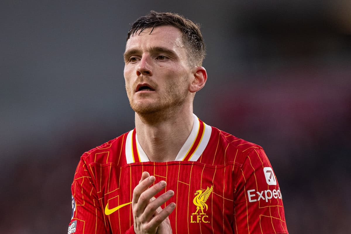 LIVERPOOL, ENGLAND - Saturday, January 25, 2025: Liverpool's Andy Robertson during the FA Premier League match between Liverpool FC and Ipswich Town FC at Anfield. (Photo by David Rawcliffe/Propaganda)