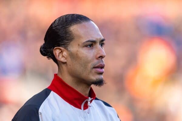 LIVERPOOL, ENGLAND - Saturday, January 25, 2025: Liverpool's captain Virgil van Dijk before the FA Premier League match between Liverpool FC and Ipswich Town FC at Anfield. (Photo by David Rawcliffe/Propaganda)