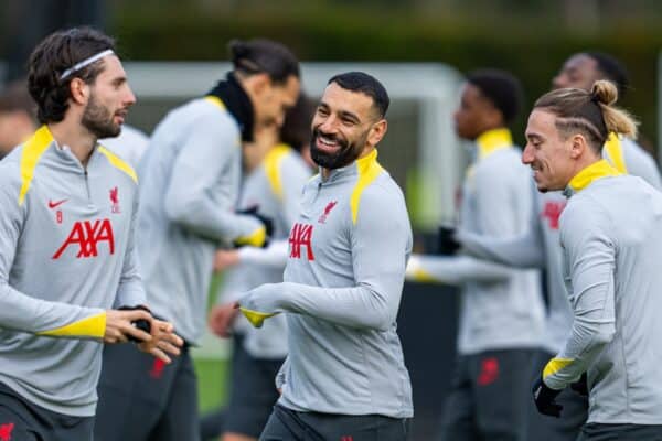 LIVERPOOL, ENGLAND - Tuesday, January 28, 2025: Liverpool's Mohamed Salah during a training session at the AXA Training Centre ahead of the UEFA Champions League match between PSV Eindhoven and Liverpool FC. (Photo by Jon Super/Propaganda)