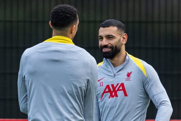 LIVERPOOL, ENGLAND - Tuesday, January 28, 2025: Liverpool's Mohamed Salah during a training session at the AXA Training Centre ahead of the UEFA Champions League match between PSV Eindhoven and Liverpool FC. (Photo by Jon Super/Propaganda)