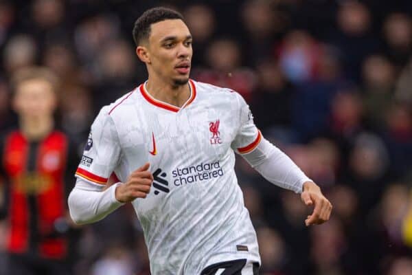 BOURNEMOUTH, ENGLAND - Saturday, February 1, 2025: Liverpool's Trent Alexander-Arnold during the FA Premier League match between AFC Bournemouth and Liverpool FC at Dean Court. (Photo by David Rawcliffe/Propaganda)