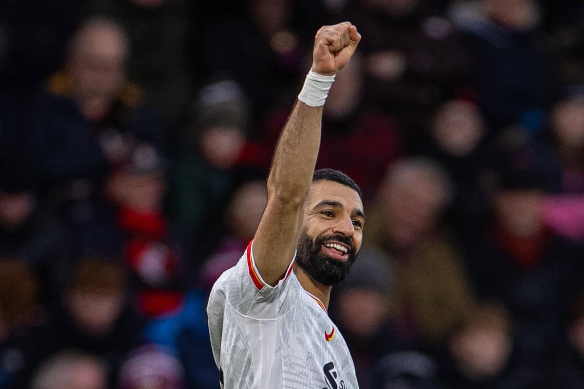 BOURNEMOUTH, ENGLAND - Saturday, February 1, 2025: Liverpool's Mohamed Salah celebrates after scoring the second goal during the FA Premier League match between AFC Bournemouth and Liverpool FC at Dean Court. (Photo by David Rawcliffe/Propaganda)