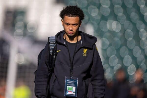 PLYMOUTH, ENGLAND - Sunday, February 9, 2025: Liverpool's Ranel Young arrives before the FA Cup 4th Round match between Plymouth Argyle FC and Liverpool FC at Home Park. (Photo by David Rawcliffe/Propaganda)