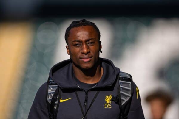 PLYMOUTH, ENGLAND - Sunday, February 9, 2025: Liverpool's Isaac Mabaya arrives before the FA Cup 4th Round match between Plymouth Argyle FC and Liverpool FC at Home Park. (Photo by David Rawcliffe/Propaganda)