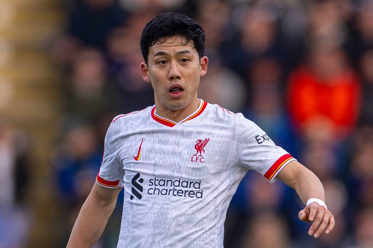 PLYMOUTH, ENGLAND - Sunday, February 9, 2025: Liverpool's Wataru End? during the FA Cup 4th Round match between Plymouth Argyle FC and Liverpool FC at Home Park. (Photo by David Rawcliffe/Propaganda)