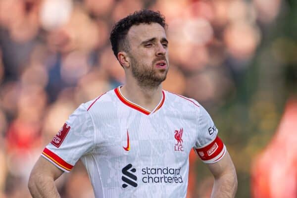 PLYMOUTH, ENGLAND - Sunday, February 9, 2025: Liverpool's Diogo Jota during the FA Cup 4th Round match between Plymouth Argyle FC and Liverpool FC at Home Park. (Photo by David Rawcliffe/Propaganda)