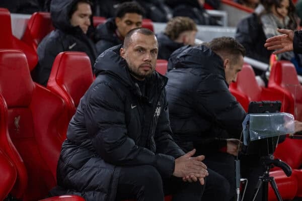 LIVERPOOL, ENGLAND - Wednesday, February 26, 2025: Liverpool's assistant coach John Heitinga during the FA Premier League match between Liverpool FC and Newcastle United FC at Anfield. (Photo by David Rawcliffe/Propaganda)