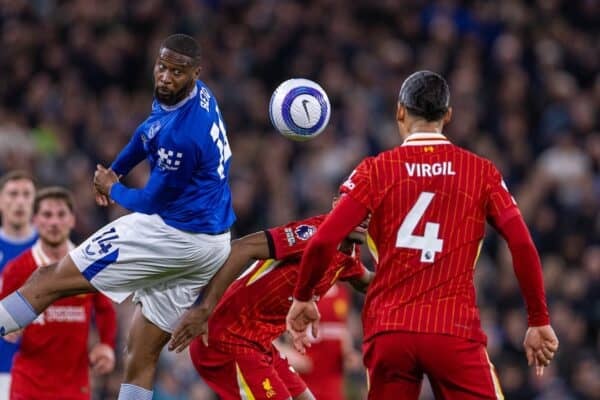 LIVERPOOL, ENGLAND - Wednesday, April 2, 2025: Everton's Norberto Bercique Gomes Betuncal 'Beto' during the FA Premier League match between Liverpool FC and Everton FC, the 246th Merseyside Derby, at Anfield. (Photo by David Rawcliffe/Propaganda)