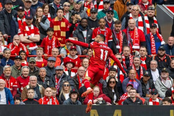LIVERPOOL, ENGLAND - Sunday, April 13, 2025: Liverpool's Mohamed Salah during the FA Premier League match between Liverpool FC and West Ham United FC at Anfield. (Photo by David Rawcliffe/Propaganda)