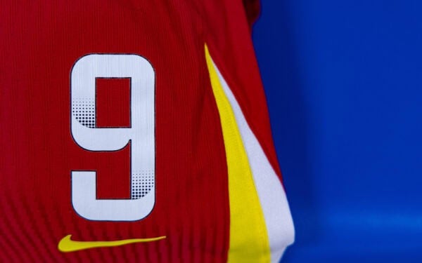 BRIGHTON & HOVE, ENGLAND - Saturday, April 19, 2025: The shorts of Liverpool's number nine Leanne Kiernan in the away dressing room seen before the FA Women’s Super League match between Brighton & Hove Albion FC Women and Liverpool FC Women at the AMEX Community Stadium. (Photo by David Rawcliffe/Propaganda)