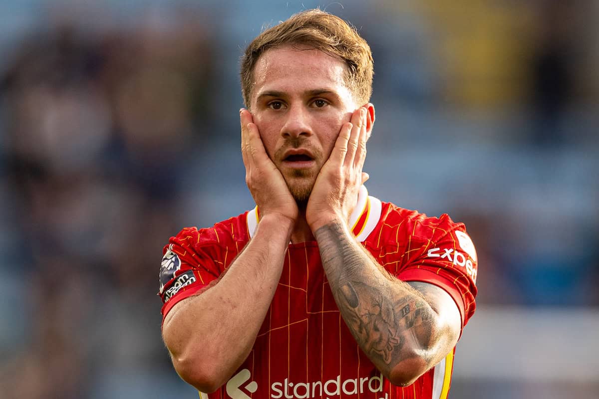 LEICESTER, ENGLAND - Sunday, April 20, 2025: Liverpool's Alexis Mac Allister after the FA Premier League match between Leicester City FC and Liverpool FC at the King Power Stadium. Liverpool won 1-0. (Photo by David Rawcliffe/Propaganda)