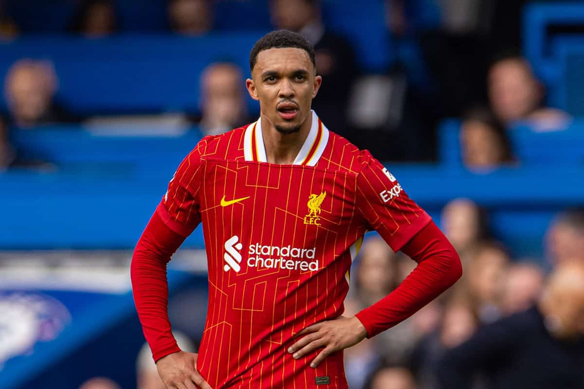 LONDON, ENGLAND - Sunday, May 4, 2025: Liverpool's Trent Alexander-Arnold during the FA Premier League match between Chelsea FC and Liverpool FC at Stamford Bridge. (Photo by David Rawcliffe/Propaganda)