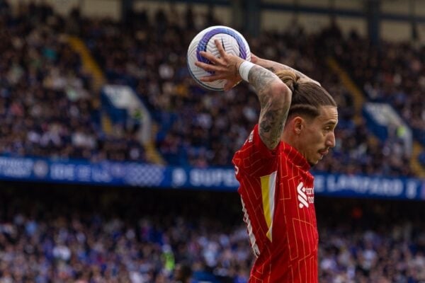LONDON, ENGLAND - Sunday, May 4, 2025: Liverpool's Kostas Tsimikas during the FA Premier League match between Chelsea FC and Liverpool FC at Stamford Bridge. (Photo by David Rawcliffe/Propaganda)