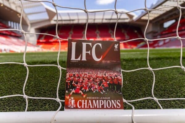 LIVERPOOL, ENGLAND - Sunday, May 11, 2025: The official matchday programme of the Premier League Chamoins Liverpool seen before the FA Premier League match between Liverpool FC and Arsenal FC at Anfield. (Photo by David Rawcliffe/Propaganda)