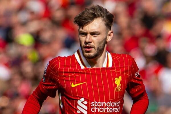 LIVERPOOL, ENGLAND - Sunday, May 11, 2025: Liverpool's Conor Bradley during the FA Premier League match between Liverpool FC and Arsenal FC at Anfield. (Photo by David Rawcliffe/Propaganda)
