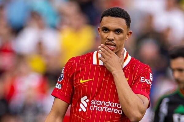 LIVERPOOL, ENGLAND - Sunday, May 11, 2025: Liverpool's Trent Alexander-Arnold during the FA Premier League match between Liverpool FC and Arsenal FC at Anfield. (Photo by David Rawcliffe/Propaganda)