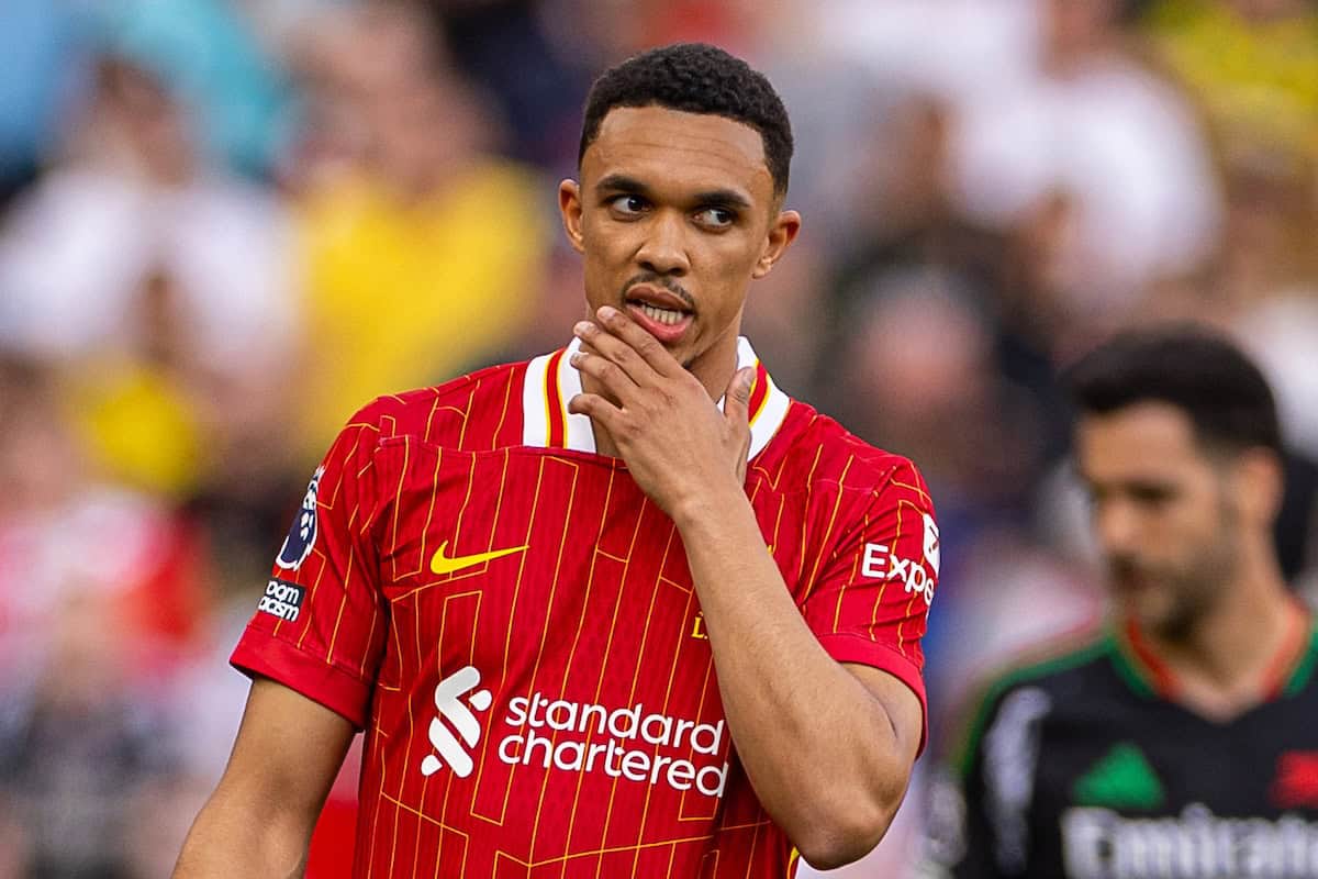 LIVERPOOL, ENGLAND - Sunday, May 11, 2025: Liverpool's Trent Alexander-Arnold during the FA Premier League match between Liverpool FC and Arsenal FC at Anfield. (Photo by David Rawcliffe/Propaganda)