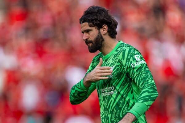 LIVERPOOL, ENGLAND - Sunday, May 11, 2025: Liverpool's goalkeeper Alisson Becker after the FA Premier League match between Liverpool FC and Arsenal FC at Anfield. (Photo by David Rawcliffe/Propaganda)