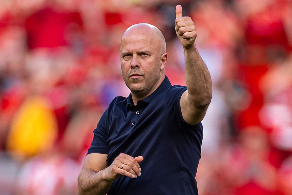 LIVERPOOL, ENGLAND - Sunday, May 11, 2025: Liverpool's head coach Arne Slot after the FA Premier League match between Liverpool FC and Arsenal FC at Anfield. (Photo by David Rawcliffe/Propaganda)