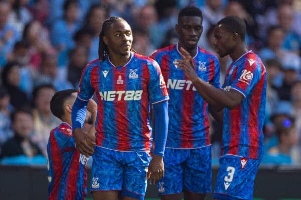 LONDON, ENGLAND - Saturday, May 17, 2025: Crystal Palace's Eberechi Eze celebrates after scoring the opening goal during the FA Cup Final between Crystal Palace FC and Manchester City FC at Wembley Stadium. (Photo by Harry Murphy/Propaganda)