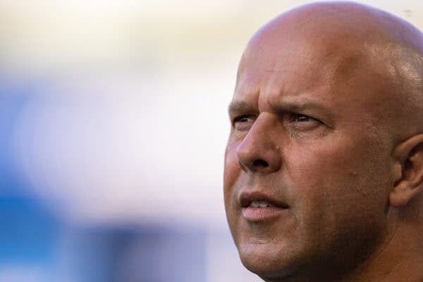 BRIGHTON & HOVE, ENGLAND - Monday, May 19, 2025: Liverpool's manager Arne Slot before the FA Premier League match between Brighton & Hove Albion FC and Liverpool FC at the American Express Community Stadium. (Photo by David Rawcliffe/Propaganda)