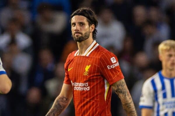BRIGHTON & HOVE, ENGLAND - Monday, May 19, 2025: Liverpool's Dominik Szoboszlai during the FA Premier League match between Brighton & Hove Albion FC and Liverpool FC at the American Express Community Stadium. (Photo by David Rawcliffe/Propaganda)