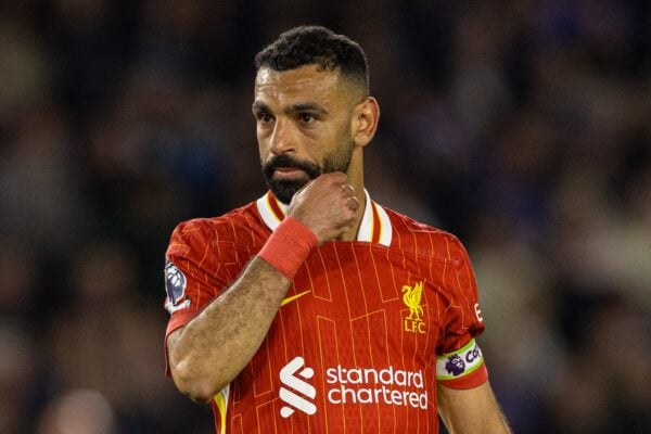 BRIGHTON & HOVE, ENGLAND - Monday, May 19, 2025: Liverpool's Mohamed Salah during the FA Premier League match between Brighton & Hove Albion FC and Liverpool FC at the American Express Community Stadium. (Photo by David Rawcliffe/Propaganda)