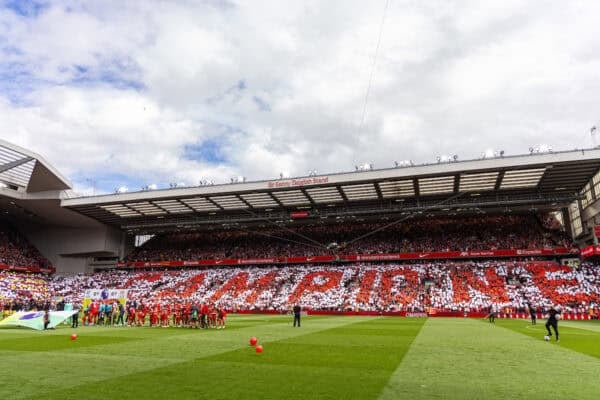 LIVERPOOL, ENGLAND - Sunday, May 25, 2025: Liverpool supporters' mosaic "Campione" during the FA Premier League match between Liverpool FC and Crystal Palace FC at Anfield. (Photo by David Rawcliffe/Propaganda)