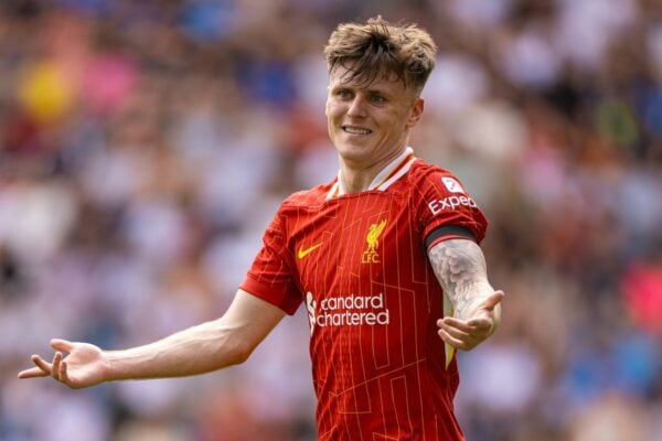 PRESTON, ENGLAND - Sunday, July 13, 2025: Liverpool's Ben Doak during a pre-season friendly match between Preston North End FC and Liverpool FC at Deepdale. (Photo by David Rawcliffe/Propaganda)