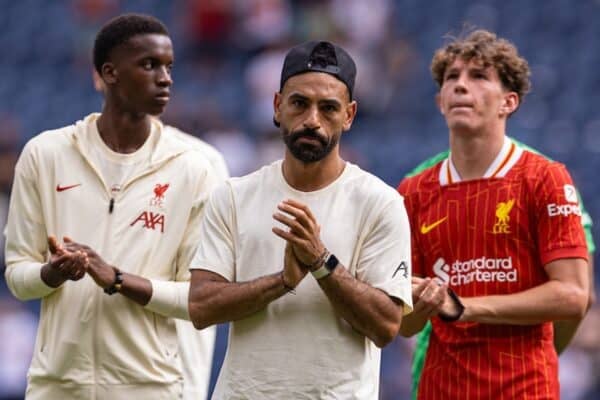 PRESTON, ENGLAND - Sunday, July 13, 2025: Liverpool's Mohamed Salah looking visibly upset after a pre-season friendly match between Preston North End FC and Liverpool FC at Deepdale. (Photo by David Rawcliffe/Propaganda)