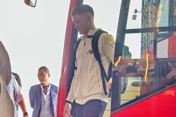 HONG KONG - Monday, July 21, 2025: Liverpool's Florian Wirtz arrives at the Rosewood Hotel in Hong Kong ahead of the Hong Kong Football Festival 2025 pre-season tournament. (Photo by David Rawcliffe/Propaganda)