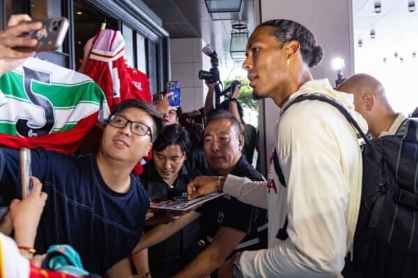 HONG KONG - Monday, July 21, 2025: Liverpool's captain Virgil van Dijk arrives at the Rosewood Hotel in Hong Kong ahead of the Hong Kong Football Festival 2025 pre-season tournament. (Photo by David Rawcliffe/Propaganda)
