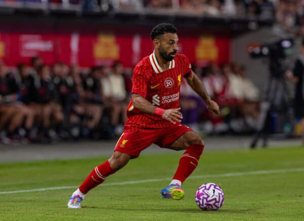 HONG KONG - Saturday, July 26, 2025: Liverpool's Mohamed Salah during the Hong Kong Football Festival 2025 pre-season match against AC Milan at the Kai Tak Stadium in Hong Kong on Day Six of the club's Asia Tour. (Photo by David Rawcliffe/Propaganda)
