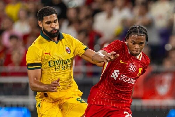 HONG KONG - Saturday, July 26, 2025: Liverpool's Rio Ngumoha during the Hong Kong Football Festival 2025 pre-season match against AC Milan at the Kai Tak Stadium in Hong Kong on Day Six of the club's Asia Tour. (Photo by David Rawcliffe/Propaganda)