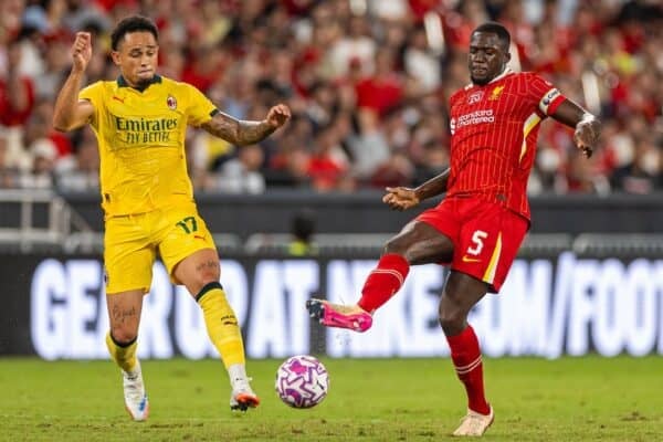 HONG KONG - Saturday, July 26, 2025: Liverpool's Ibrahima Konaté during the Hong Kong Football Festival 2025 pre-season match against AC Milan at the Kai Tak Stadium in Hong Kong on Day Six of the club's Asia Tour. (Photo by David Rawcliffe/Propaganda)