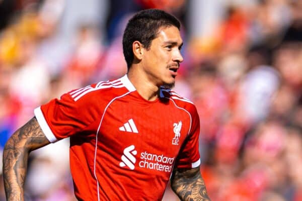 LIVERPOOL, ENGLAND - Monday, August 4, 2025: Liverpool's Darwin Núñez during a pre-season friendly match between Liverpool FC and Athletic Bilbao at Anfield. (Photo by David Rawcliffe/Propaganda)