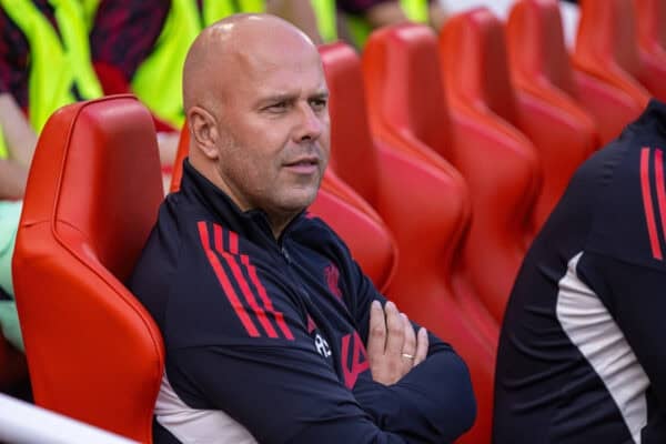 LIVERPOOL, ENGLAND - Monday, August 4, 2025: Liverpool's head coach Arne Slot before a pre-season friendly match between Liverpool FC and Athletic Bilbao at Anfield. (Photo by David Rawcliffe/Propaganda)
