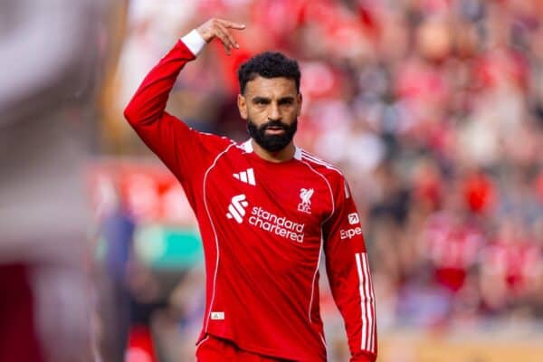 LIVERPOOL, ENGLAND - Sunday, August 31, 2025: Liverpool's Mohamed Salah during the FA Premier League match between Liverpool FC and Arsenal FC at Anfield. (Photo by David Rawcliffe/Propaganda)