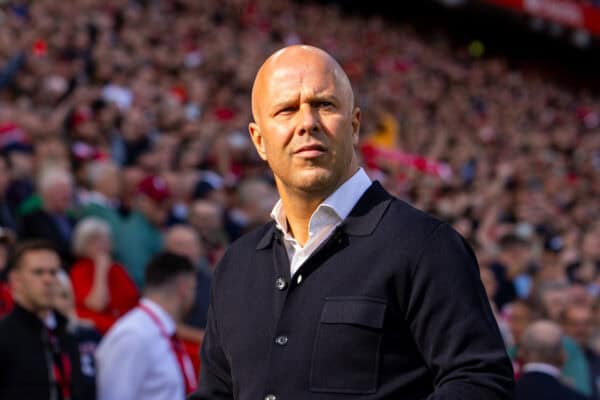 LIVERPOOL, ENGLAND - Sunday, August 31, 2025: Liverpool's head coach Arne Slot before the FA Premier League match between Liverpool FC and Arsenal FC at Anfield. (Photo by David Rawcliffe/Propaganda)