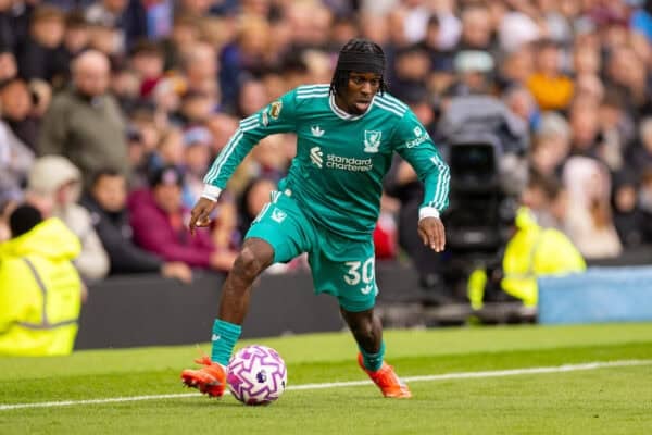 BURNLEY, ENGLAND - Sunday, September 14, 2025: Liverpool's Jeremie Frimpong during the FA Premier League match between Burnley FC and Liverpool FC at Turf Moor. (Photo by David Rawcliffe/Propaganda)