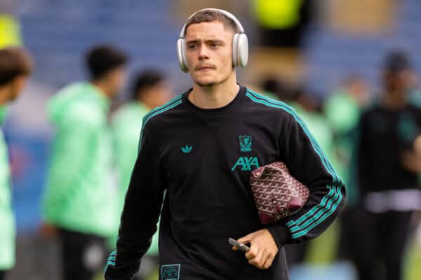 BURNLEY, ENGLAND - Sunday, September 14, 2025: Liverpool's Florian Wirtz arrives before during the FA Premier League match between Burnley FC and Liverpool FC at Turf Moor. (Photo by David Rawcliffe/Propaganda)