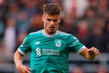 BURNLEY, ENGLAND - Sunday, September 14, 2025: Liverpool's Milos Kerkez during the FA Premier League match between Burnley FC and Liverpool FC at Turf Moor. (Photo by David Rawcliffe/Propaganda) Football – FA Premier League – Burnley FC v Liverpool FC