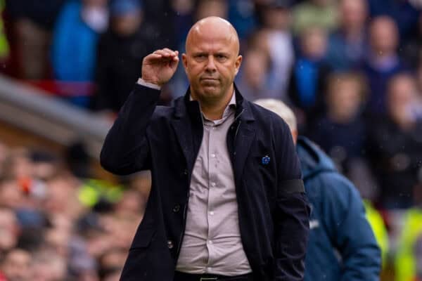 LIVERPOOL, ENGLAND - Saturday, September 20, 2025: Liverpool's head coach Arne Slot during the FA Premier League match between Liverpool FC and Everton FC at Anfield. The 247th Merseyside Derby. (Photo by David Rawcliffe/Propaganda)