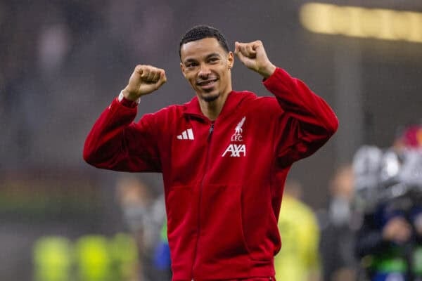 FRANKFURT, GERMANY - Wednesday, October 22, 2025: Liverpool's Hugo Ekitike after the UEFA Champions League match between Eintracht Frankfurt and Liverpool FC at the Waldstadion. (Photo by David Rawcliffe/Propaganda)