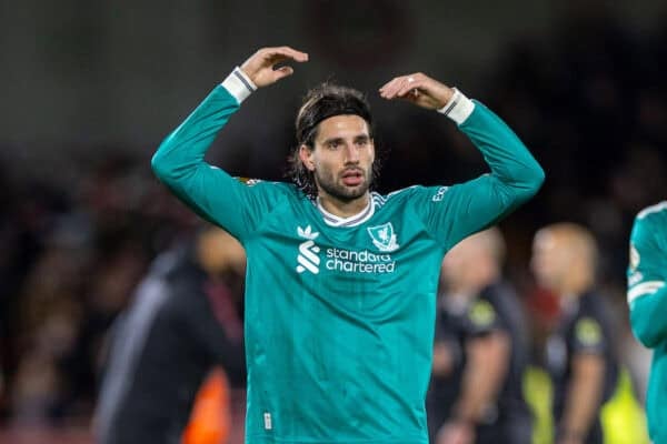 LONDON, ENGLAND - Saturday, October 24, 2025: Liverpool's Dominik Szoboszlai after the FA Premier League match between Brentford FC and Liverpool FC at the Brentford Community Stadium. (Photo by David Rawcliffe/Propaganda)