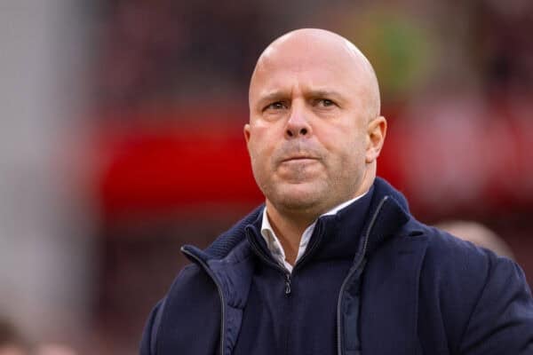 LIVERPOOL, ENGLAND - Saturday, November 22, 2025: Liverpool's head coach Arne Slot before the FA Premier League match between Liverpool FC and Nottingham Forest FC at Anfield. (Photo by David Rawcliffe/Propaganda)